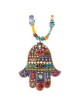 Multibright Large Hamsa Necklace with beaded chain | Jewelry | Judaica