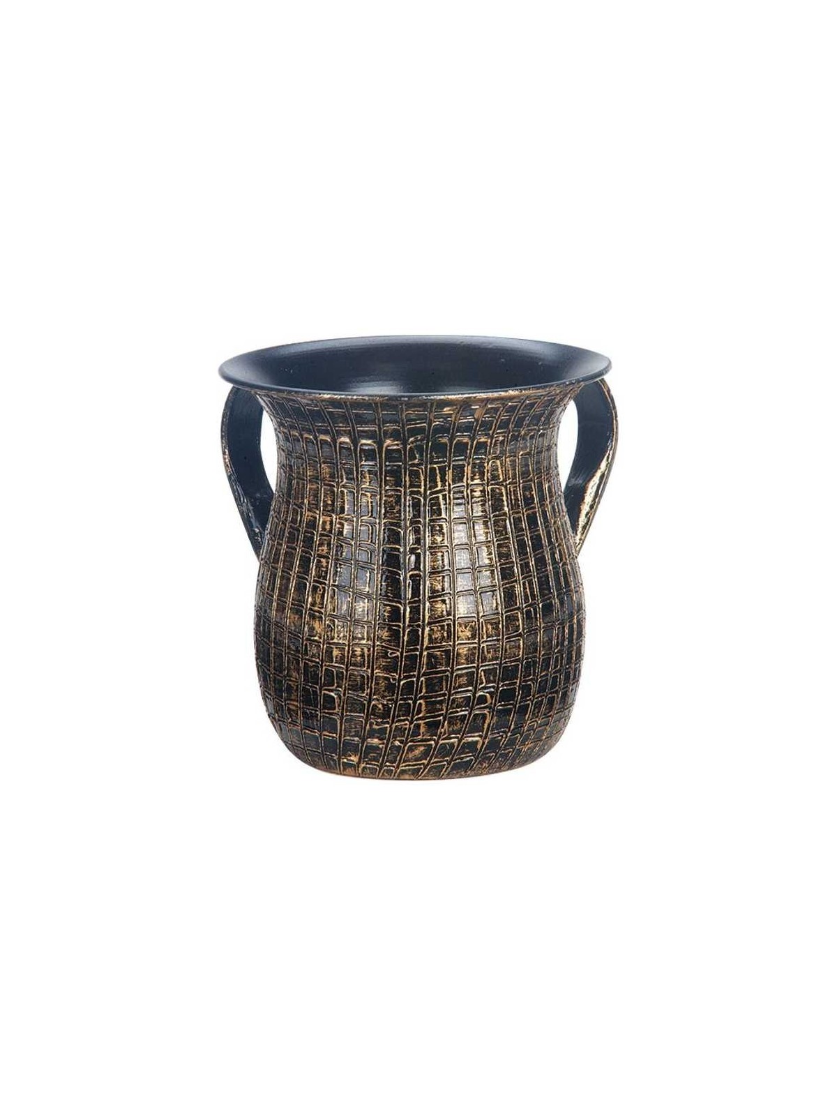 Gold & Black Gridwork Washing Cup | Washing Cups | Judaica