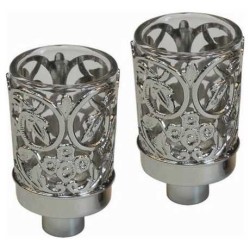 Neronim Floral Glass Candle Holders | Candle Holders | Judaica