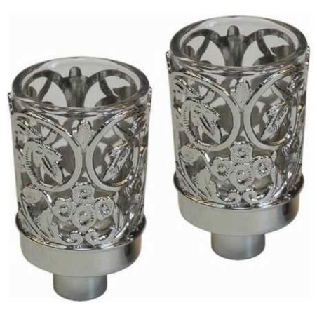 Neronim Floral Glass Candle Holders | Candle Holders | Judaica