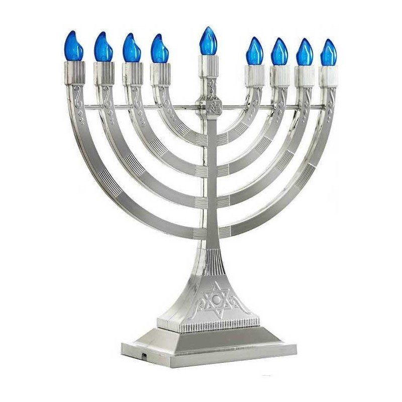 LED Electronic Temple Menorah - Silver | Hanukkah | Judaica