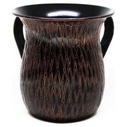 Black & Copper Diamond Lines Washing Cup | Washing Cups | Judaica