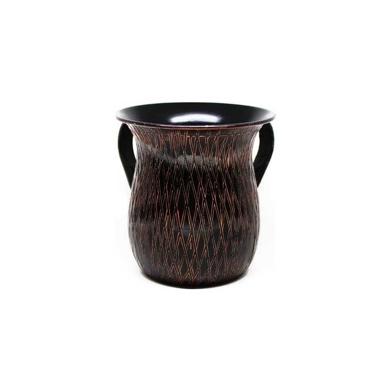 Black & Copper Diamond Lines Washing Cup | Washing Cups | Judaica