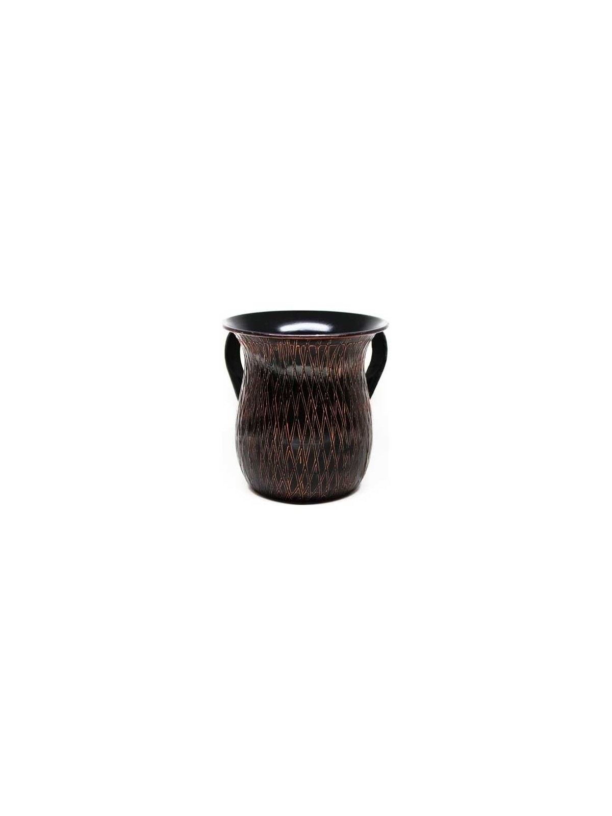 Black & Copper Diamond Lines Washing Cup | Washing Cups | Judaica