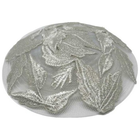 Embroidered Silver Leaves Women's Headcover | Kippahs | Judaica