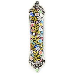Étui Mezouza floral orné de bijoux