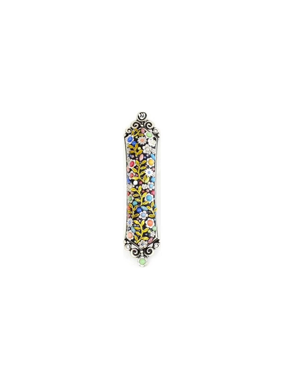Jeweled Floral Mezuzah Case | Mezuzahs | Judaica