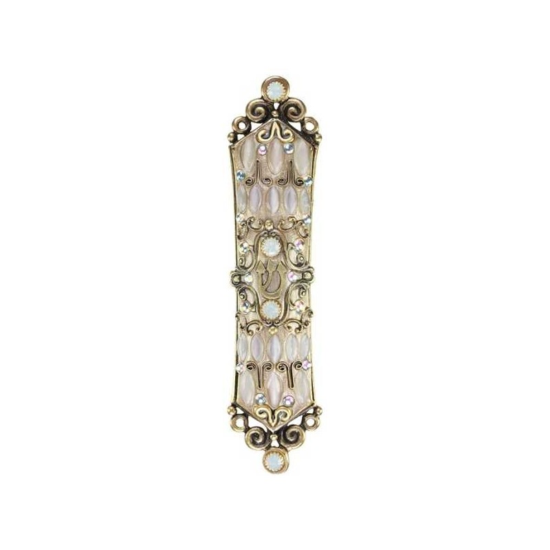 Jeweled Brass Finish Mezuzah Case | Mezuzahs | Judaica
