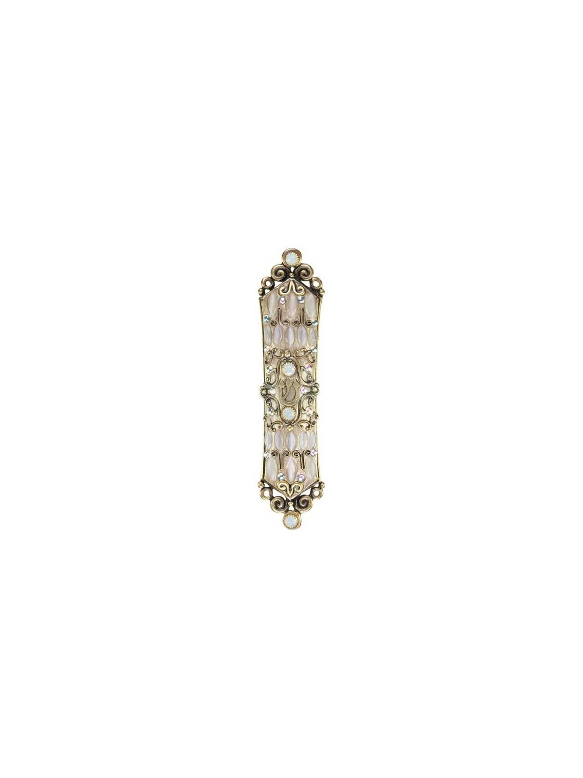 Jeweled Brass Finish Mezuzah Case | Mezuzahs | Judaica