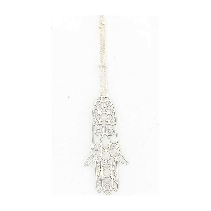 Elongated Arabesque Hamsa Necklace | Jewelry | Judaica