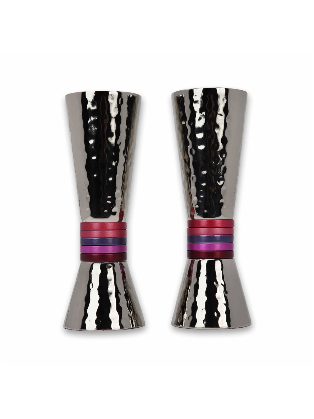 Pink Hammered Candlesticks | Candle Holders | Judaica