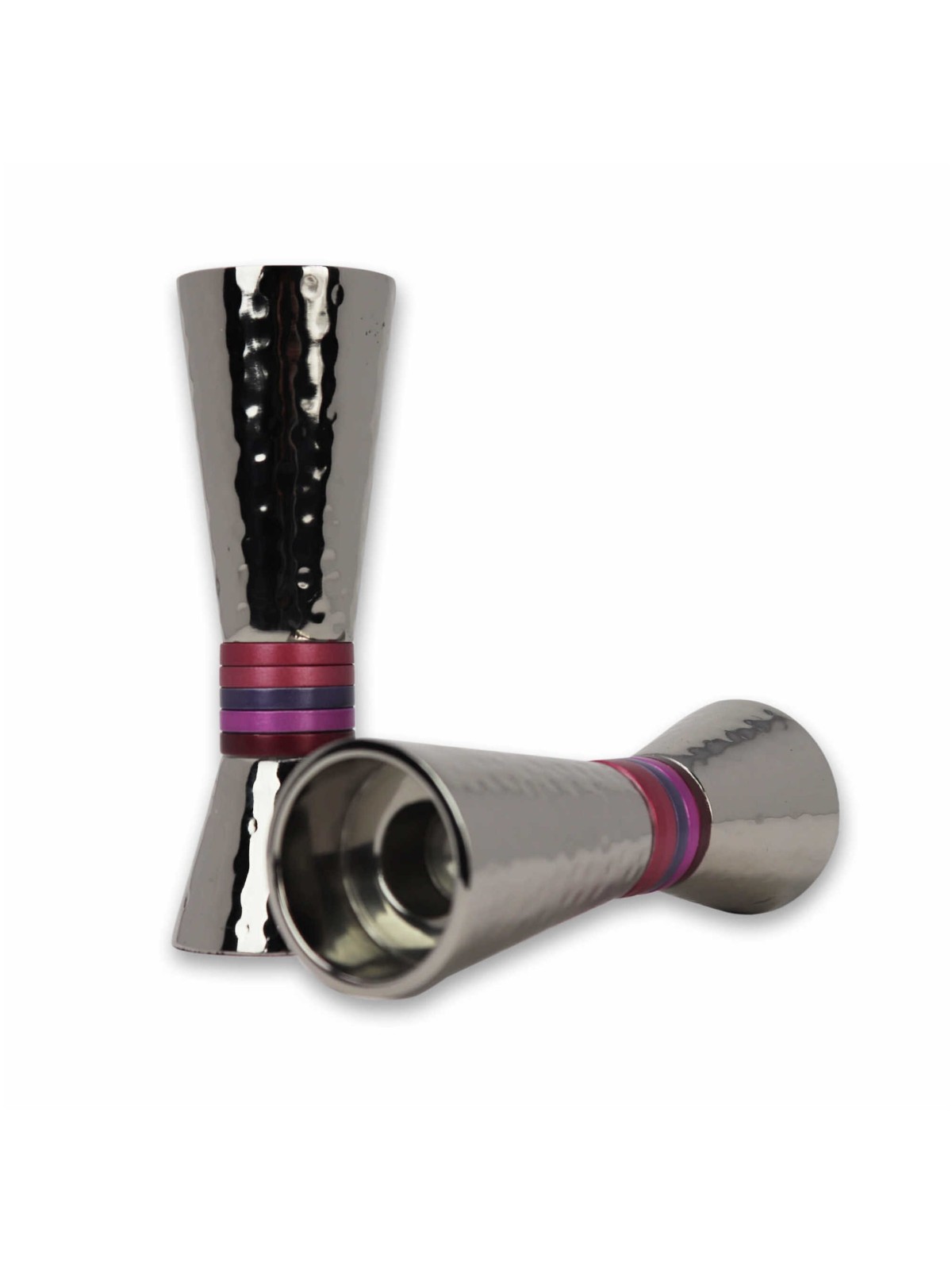 Pink Hammered Candlesticks | Candle Holders | Judaica