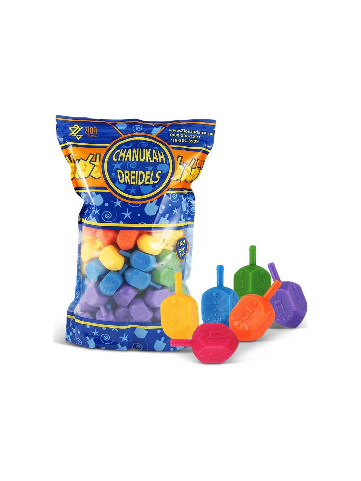100 Medium Plastic Dreidels with English translite | Hanukkah | Judaic