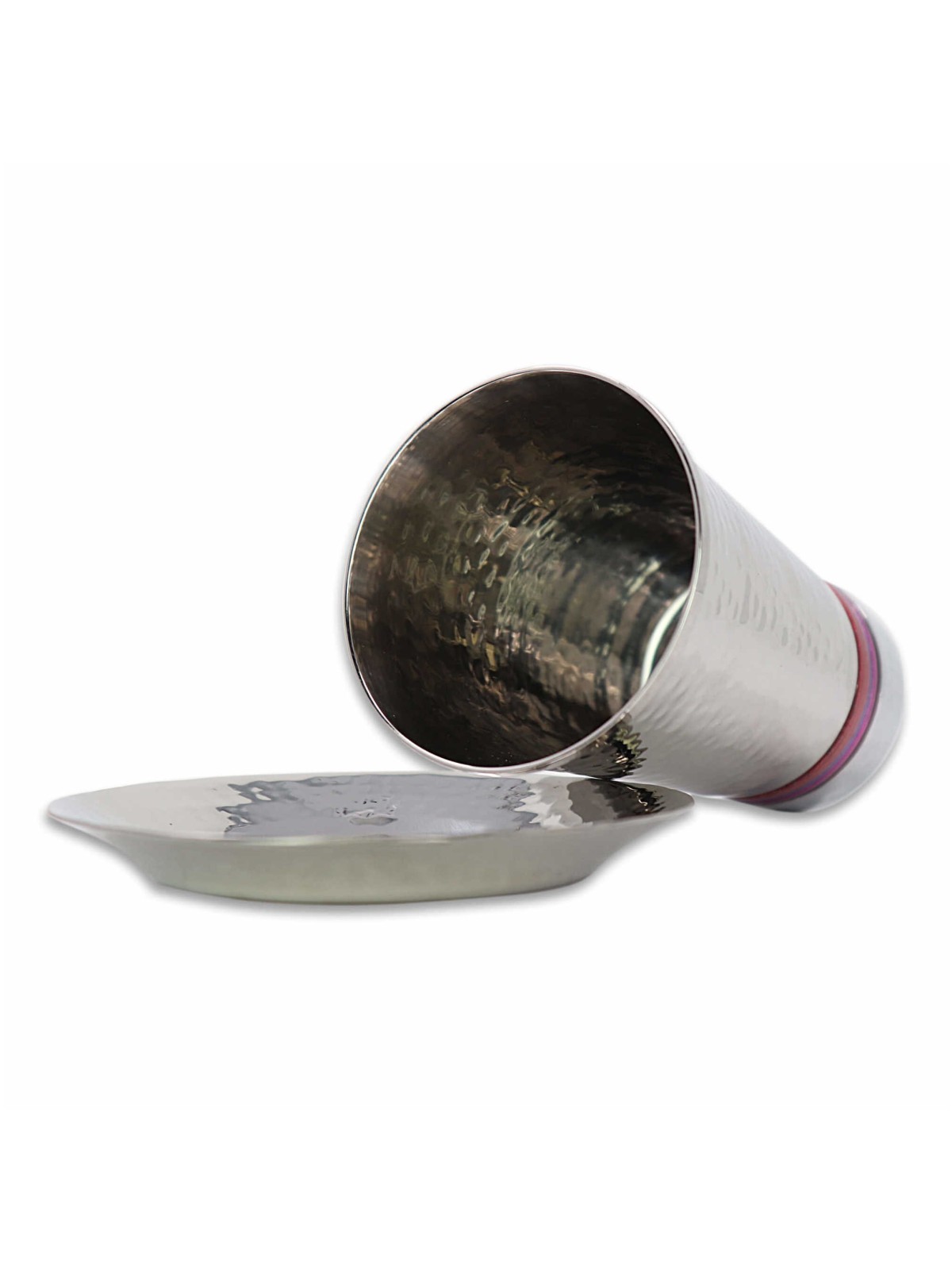 Pink Stripes Hammered Kiddush Cup | Kiddush Cups | Judaica