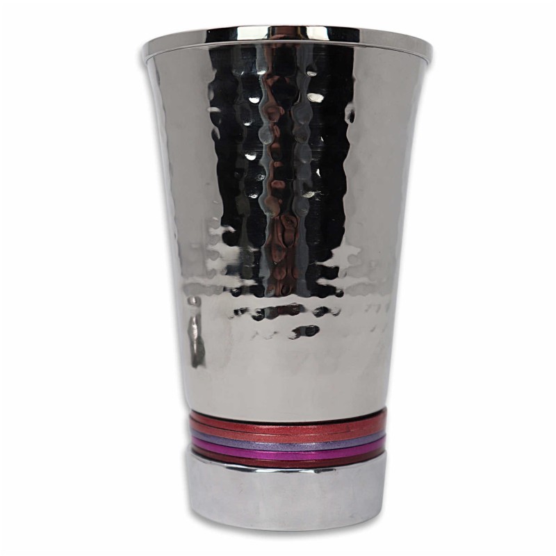 Pink Stripes Hammered Kiddush Cup | Kiddush Cups | Judaica