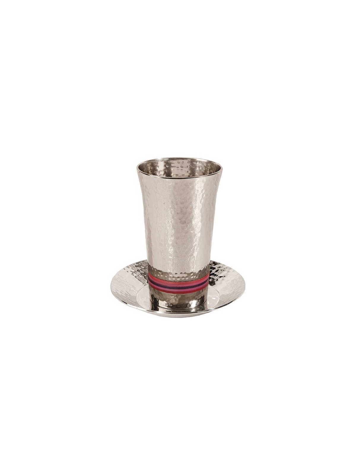 Pink Stripes Hammered Kiddush Cup | Kiddush Cups | Judaica