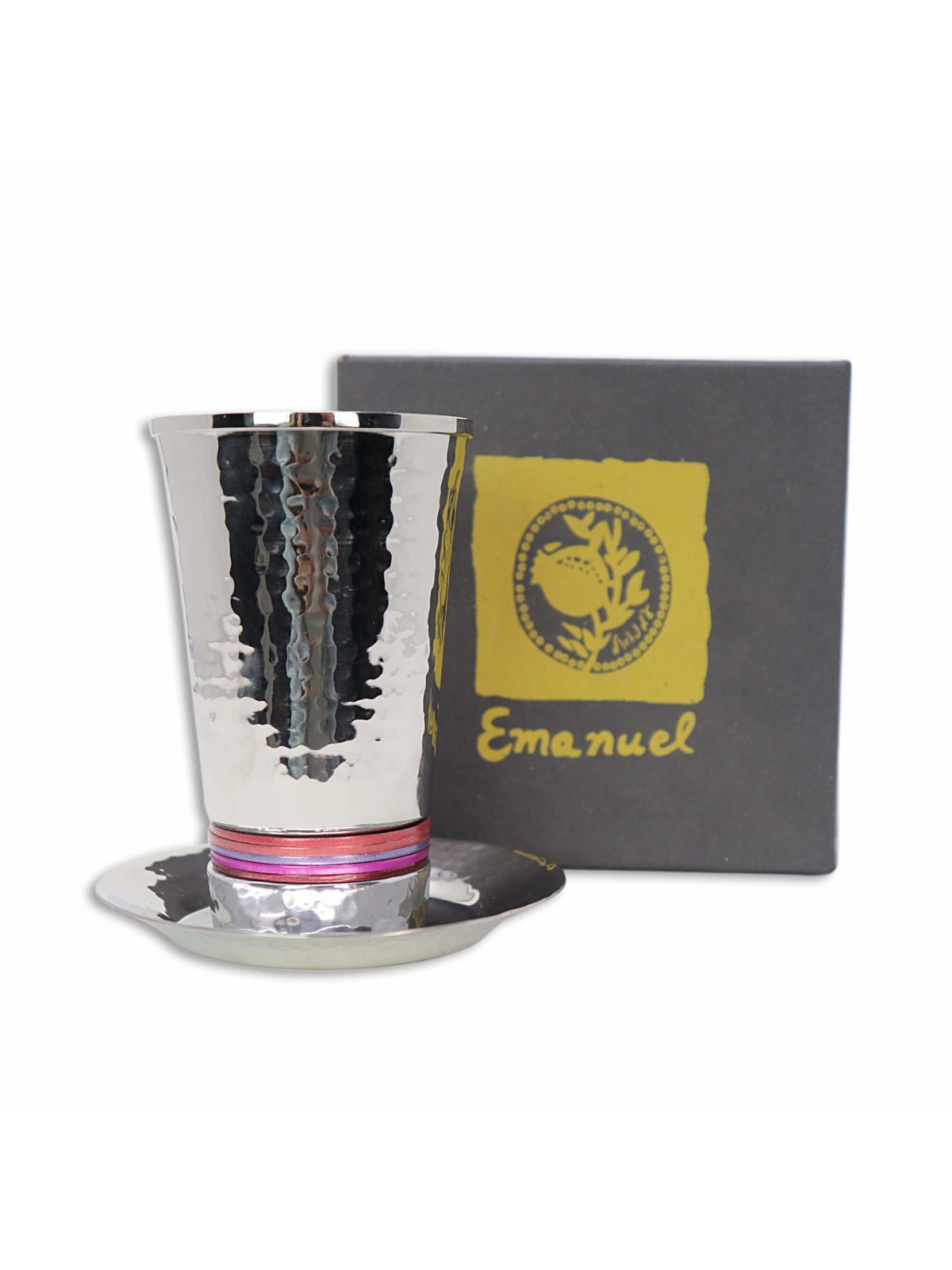 Pink Stripes Hammered Kiddush Cup | Kiddush Cups | Judaica