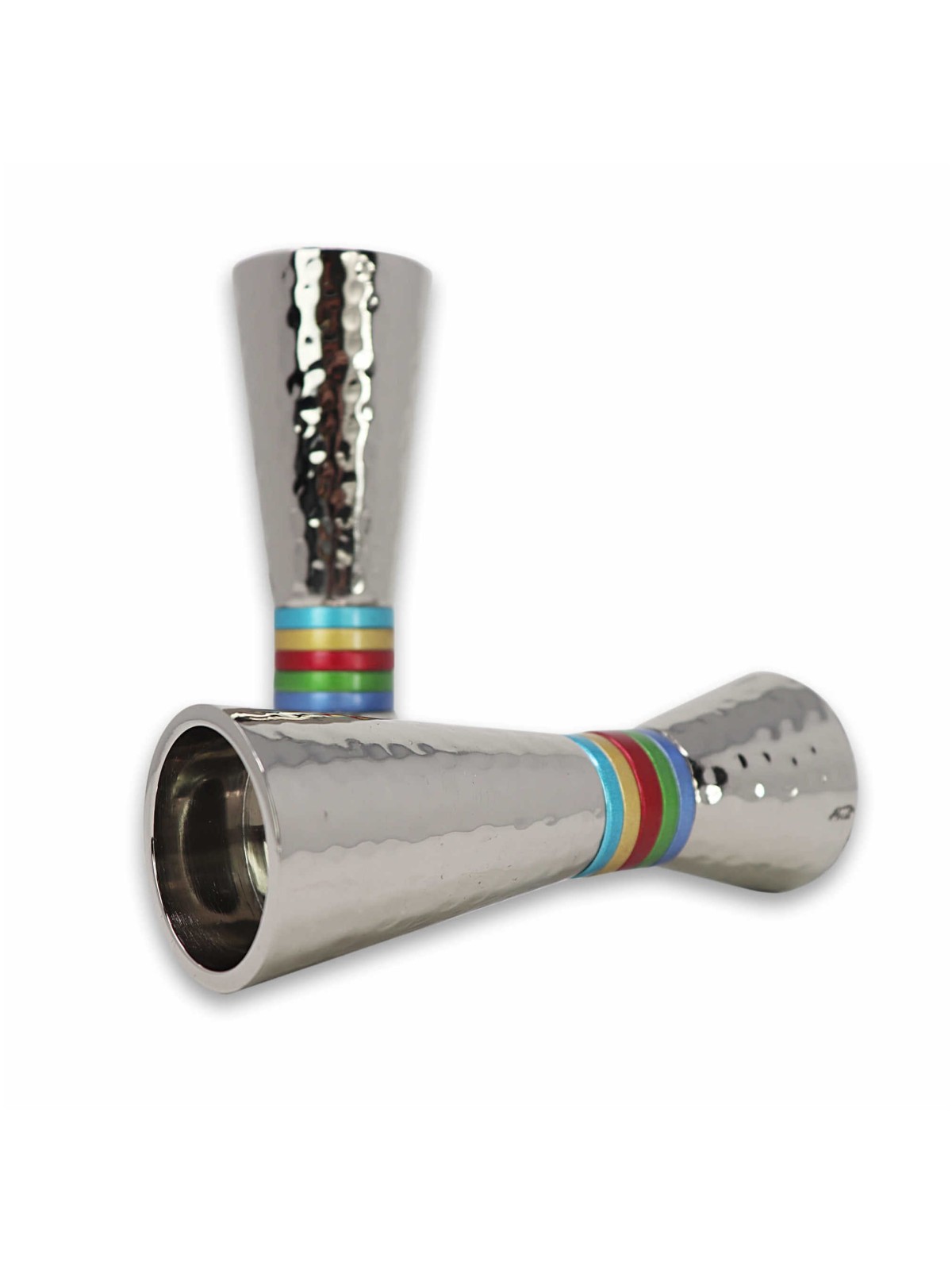 Rainbow Hammered Candlesticks | Candle Holders | Judaica