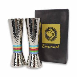 Rainbow Hammered Candlesticks | Candle Holders | Judaica