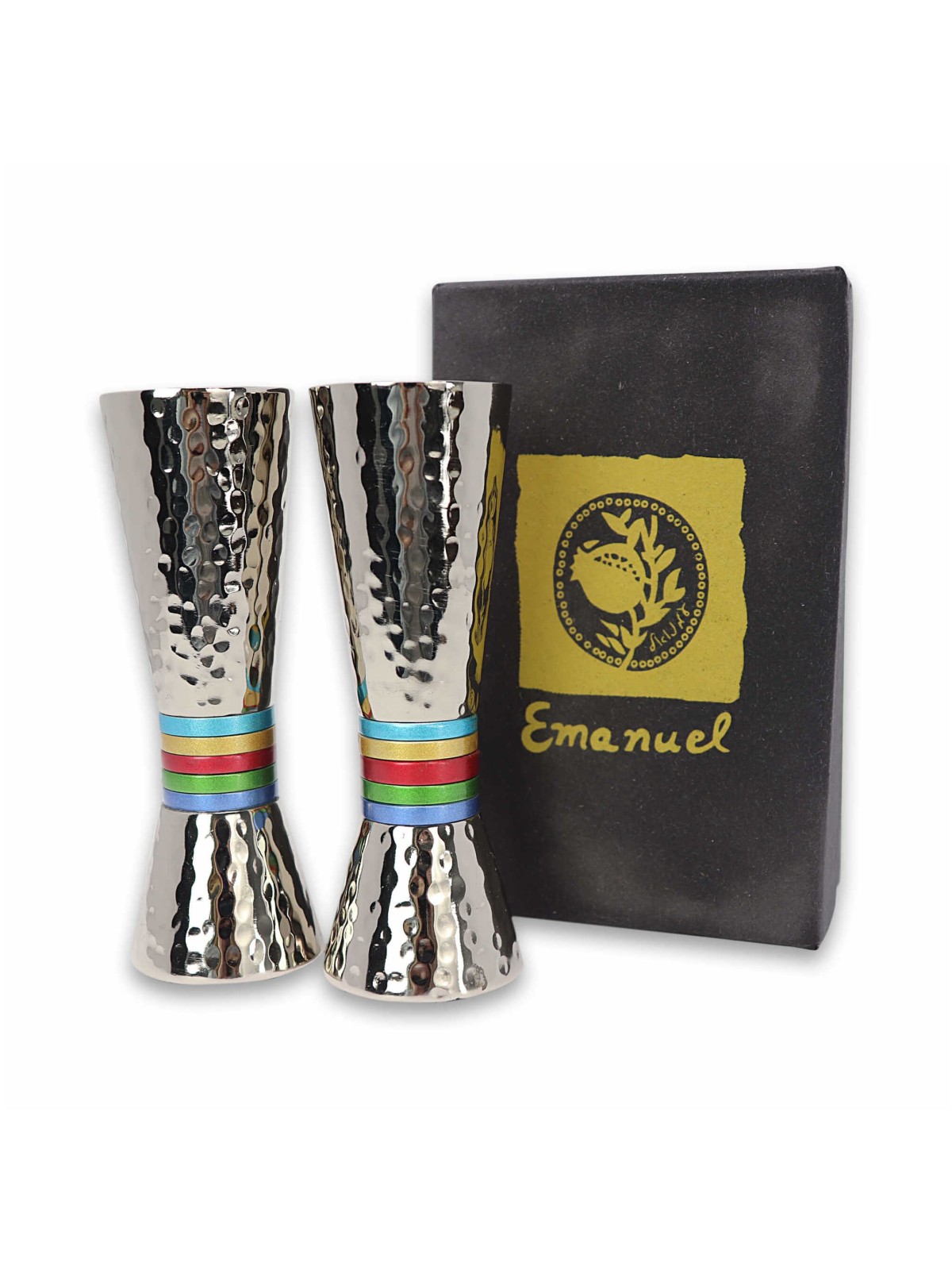 Rainbow Hammered Candlesticks | Candle Holders | Judaica