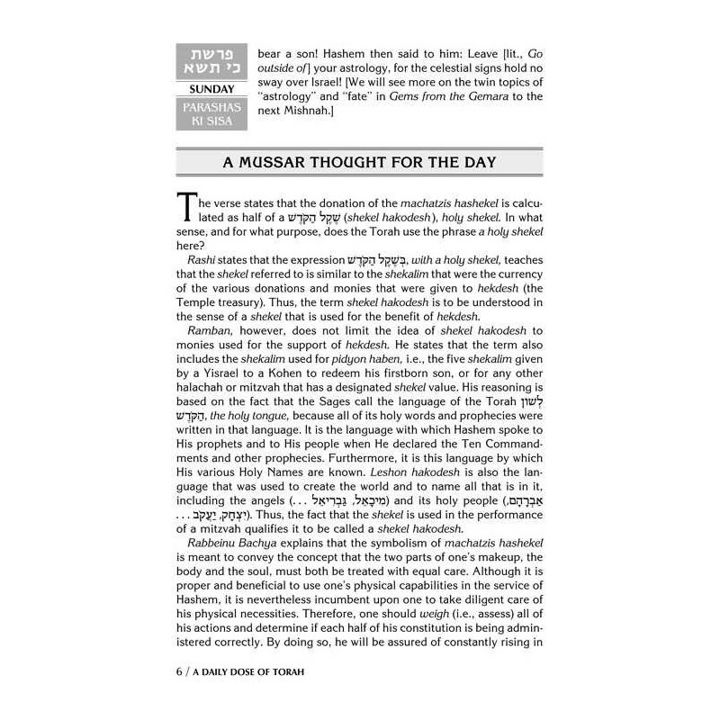 A Daily Dose of Torah Series 1 Vol 06: Weeks of Ki | Books | Judaica