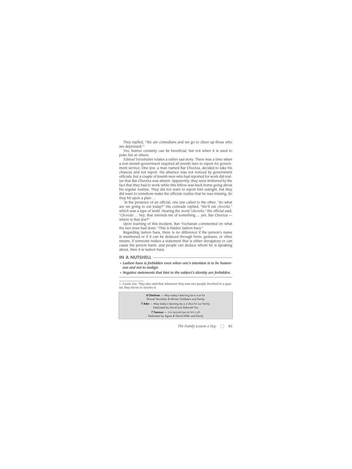 Chofetz Chaim: The Family Lesson A Day - Hardcover | Books | Judaica