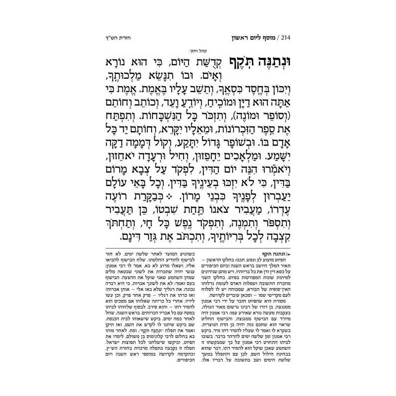 Chazzan Machzor Rosh HaShanah Hebrew Only Sefard | Books | Judaica