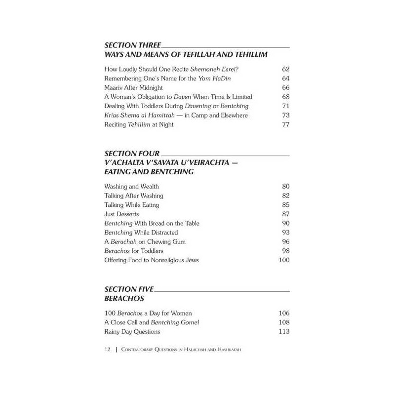 Contemporary Questions in Halachah & Hashkafa | Books | Judaica