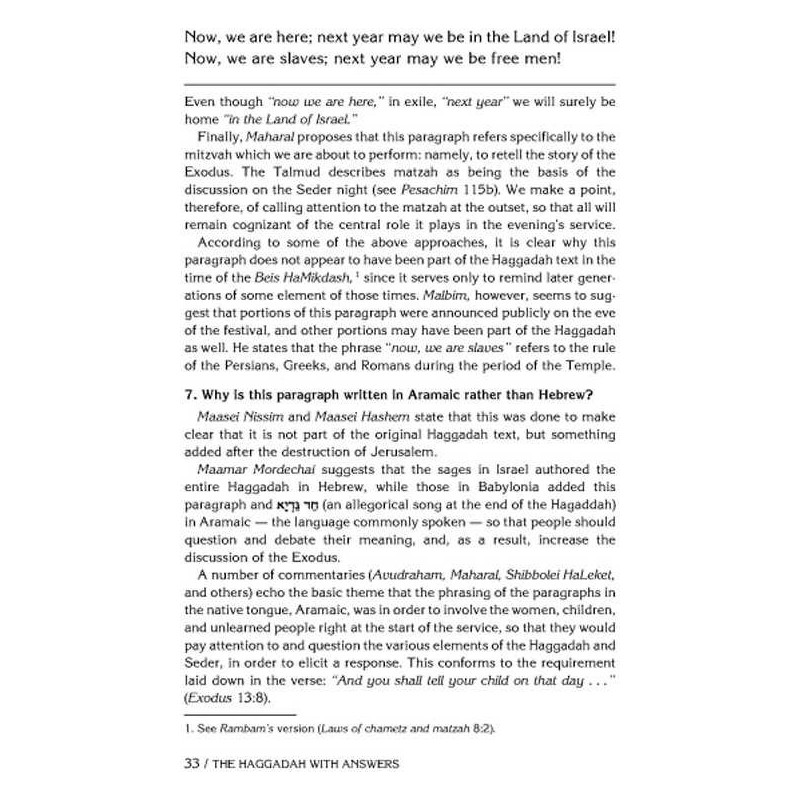 Haggadah With Answers - Hardcover | Passover | Judaica