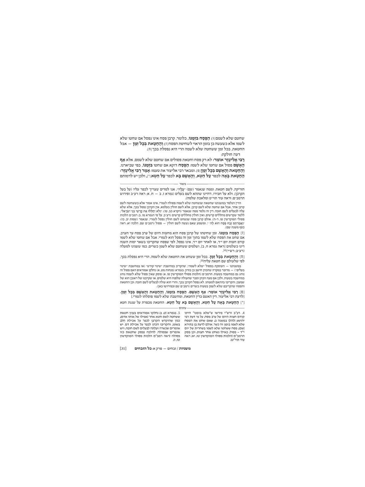 Hebrew Ryzman Mishnah Zevachim (Kodashim) | Books | Judaica