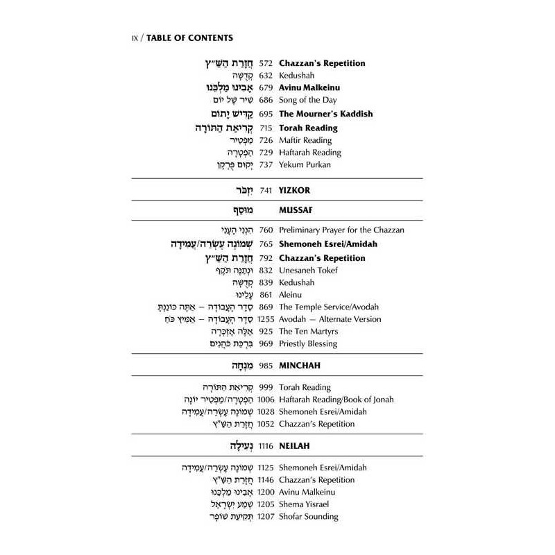 Machzor for Yom Kippur With an Interlinear Transla | Books | Judaica