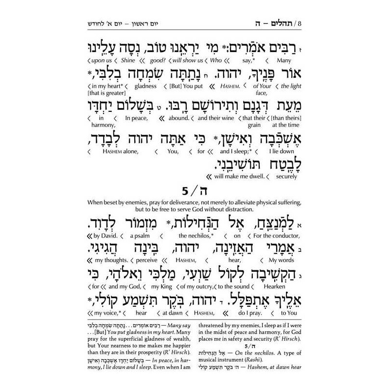 Interlinear Tehillim Pocket Leather White | Books | Judaica