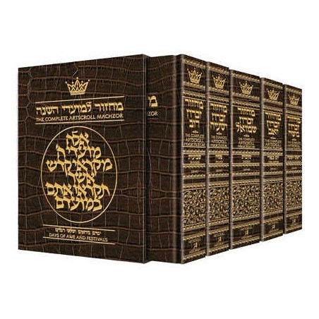 Machzor 5 Vol Slipcased Set - Alligator Leather -  | Books | Judaica