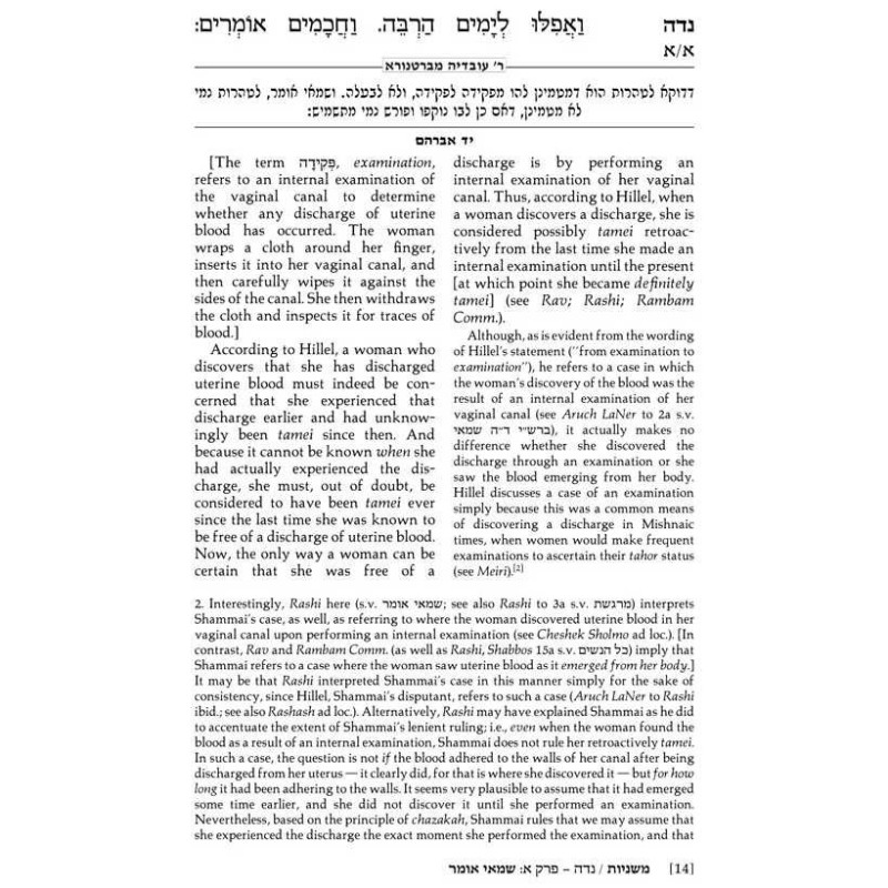 Yad Avraham Mishnah Series:42 Tractate Niddah (Sed | Books | Judaica