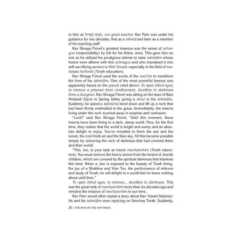 Rav Pam on Haftaros | Books | Judaica