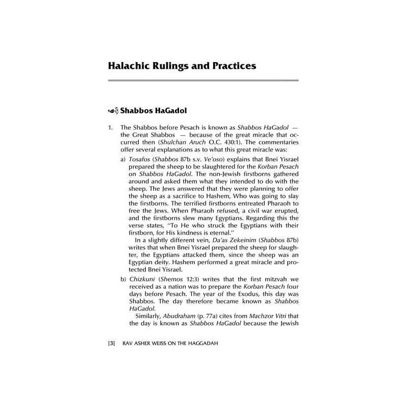 Rav Asher Weiss on the Haggadah - Hardcover | Passover | Judaica