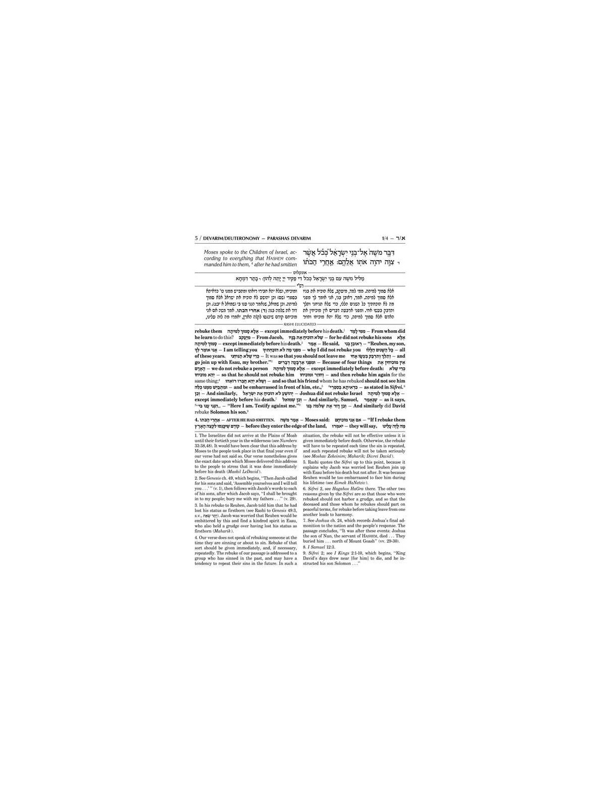 Sapirstein Edition Rashi - 5 - Devarim - Full Size | Books | Judaica