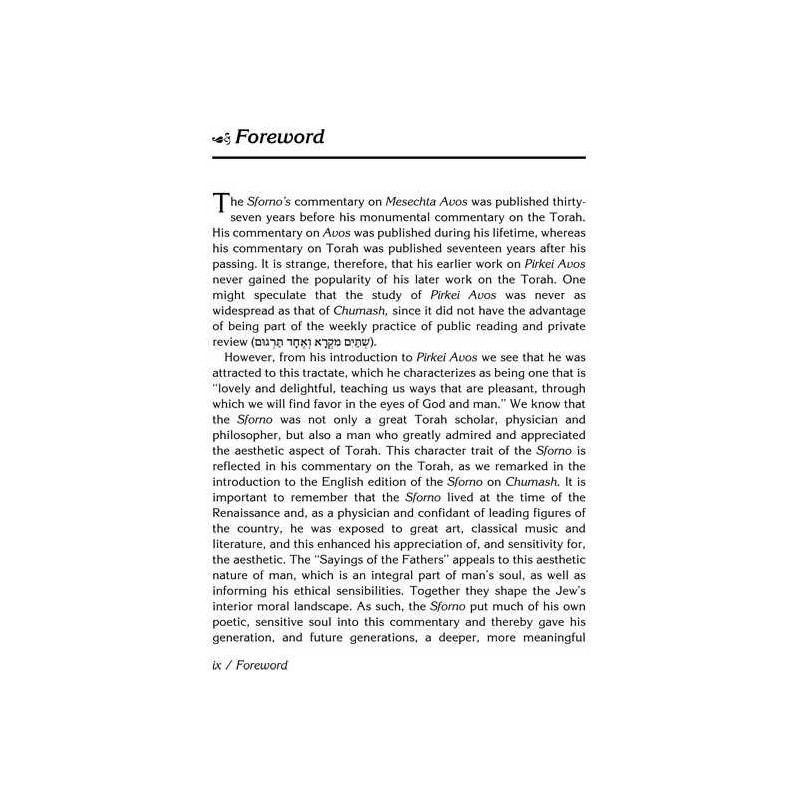 Sforno on Pirkei Avos - Hardcover | Books | Judaica