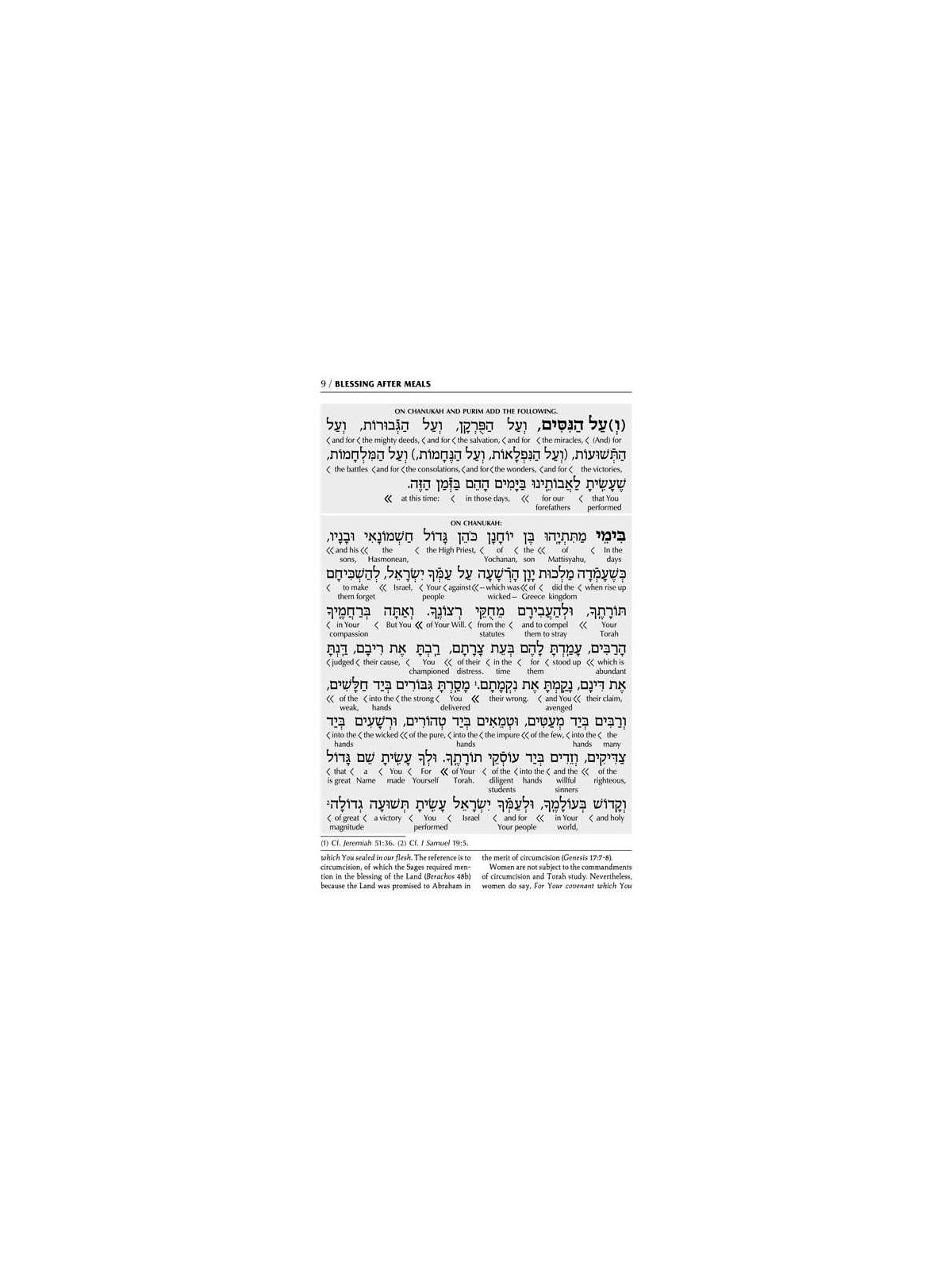 Schottenstein Edition Interlinear Birchon - White  | Books | Judaica