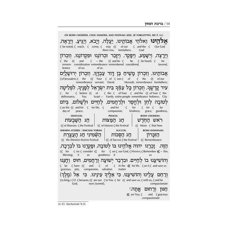 Schottenstein Edition Interlinear Birchon - White  | Books | Judaica