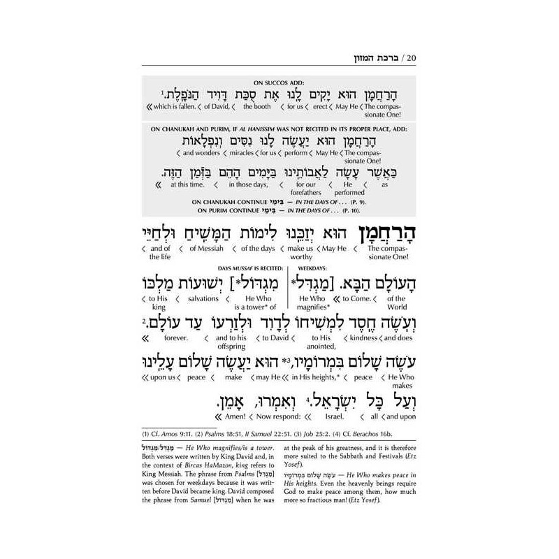 Schottenstein Edition Interlinear Birchon - White  | Books | Judaica