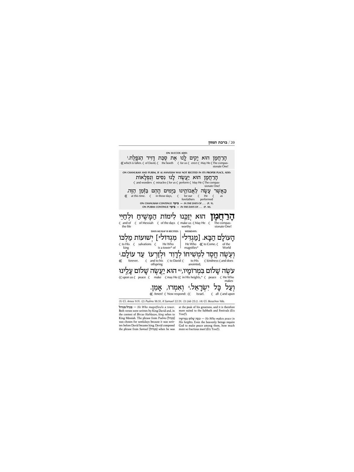 Schottenstein Edition Interlinear Birchon - White  | Books | Judaica