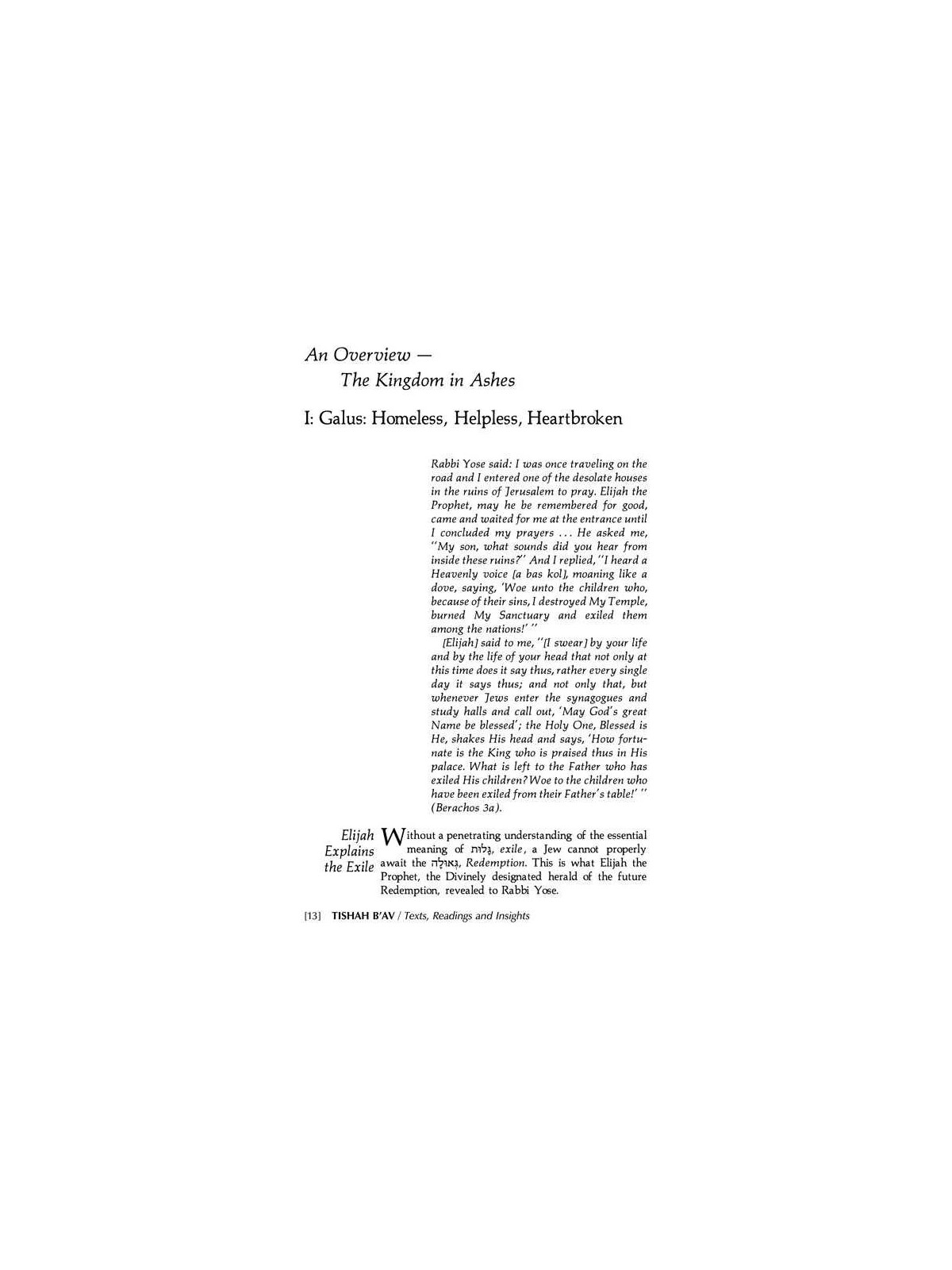 Tishah B'av: Texts, Readings, And Insights - Hardc | Books | Judaica