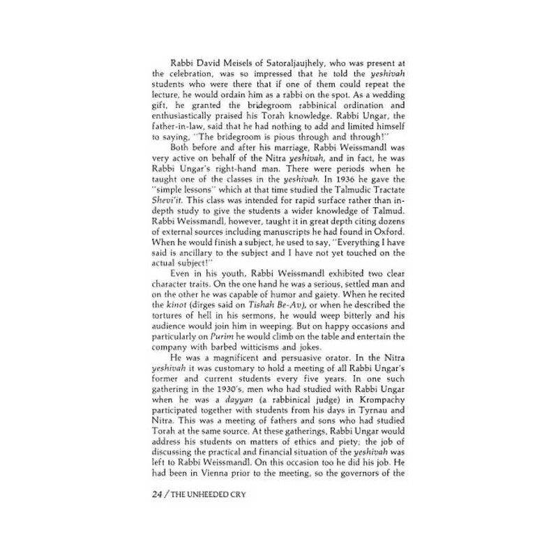 The Unheeded Cry - Hardcover | Books | Judaica