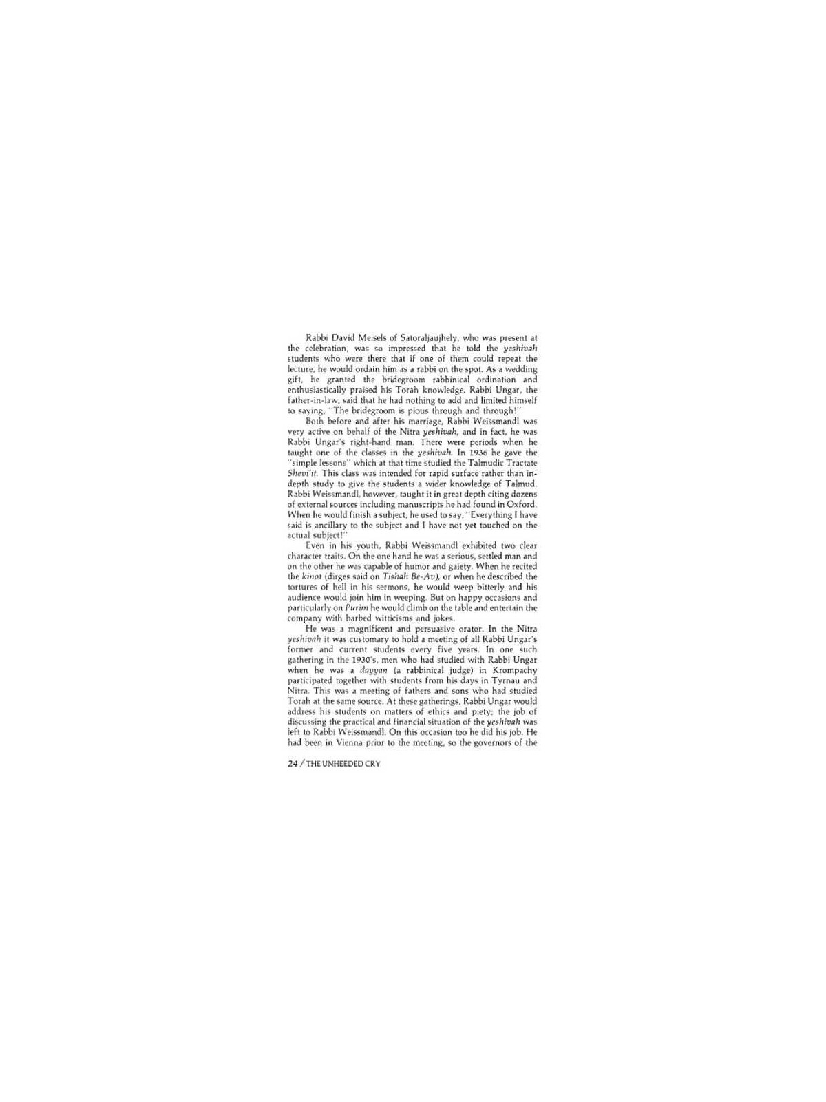 The Unheeded Cry - Hardcover | Books | Judaica