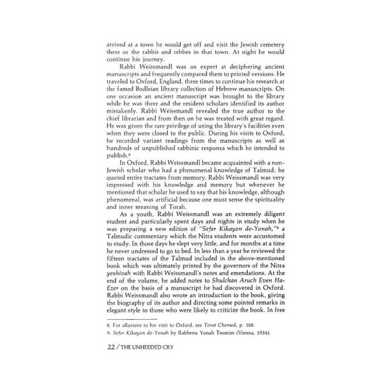 The Unheeded Cry - Hardcover | Books | Judaica