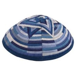 Kippah - Embroidered- Large Magen David --Blue | Kippahs | Judaica