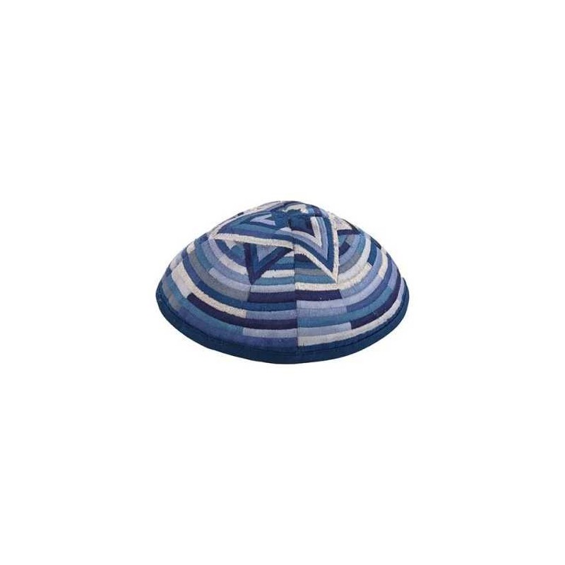 Kippah - Embroidered- Large Magen David --Blue | Kippahs | Judaica