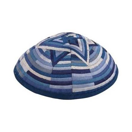 Kippah - Embroidered- Large Magen David --Blue | Kippahs | Judaica