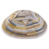 Kippah - Embroidered- Large Magen David --Silver & | Kippahs | Judaica